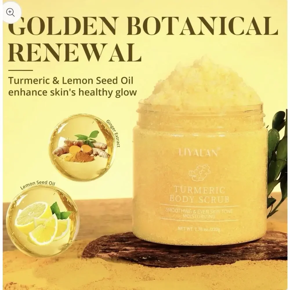 LIYALAN Turmeric Body Scrub, Vegan Paraben-Free, Bergamot, 7.76oz/220g